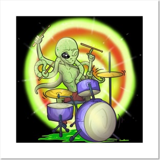 Drummer Squid Alien Posters and Art